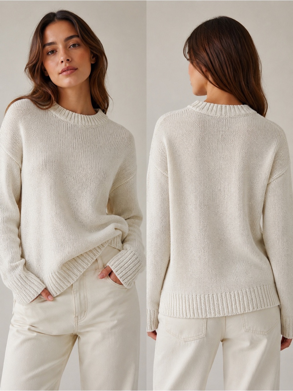 Zara Ivory Crewneck Sweater